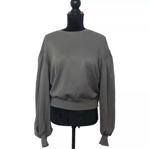 Les Coyotes De Paris Sweatshirt Puff Sleeve in Olive Green